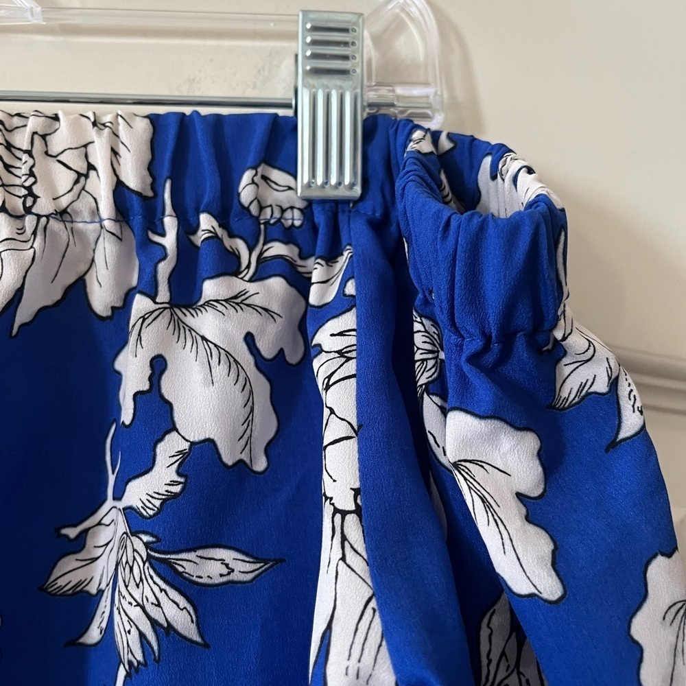 Dalia Designer Royal Blue Floral Print Off the Shoulder Women’s Size Small - Picture 4 of 14